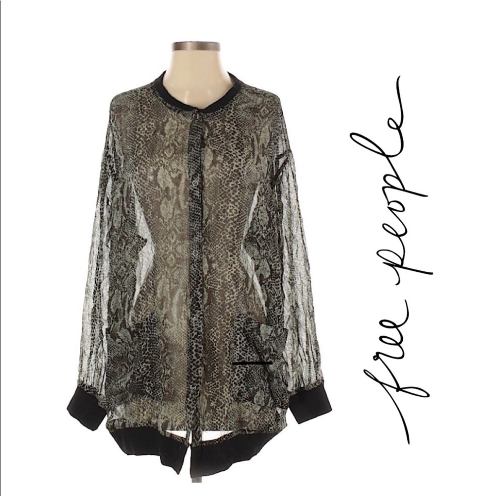 Free People Snakeskin Print Sheer Jacket